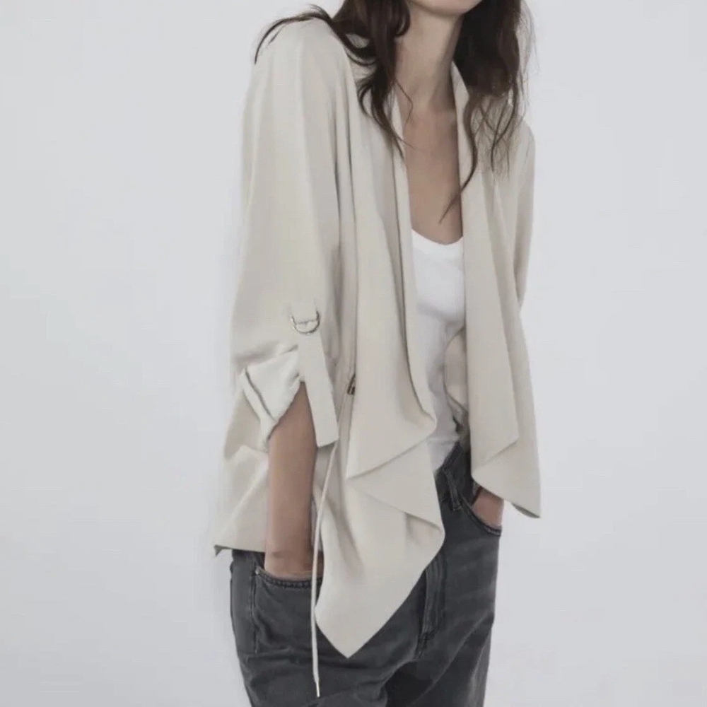 Zara Women's Beige Drape Blazer
